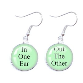 Funny Earrings In One Ear and Out the Other Earrings Convex Glass Cute Earring for Women-Green