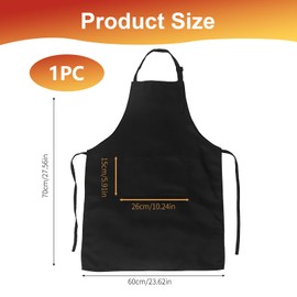 wilcractk Cooking Apron Waterproof Apron with 2 Pockets BBQ Apron and Straps for Barbecue, Home Cooking, Garden and Restaurants (Black) 60 x 70 cm