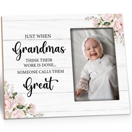 Kneaotoaji Great Grandma Picture Frame - Great Grandma Baby Announcement Gifts, Promoted to Great Grandma Gifts, Newborn Baby Wooden Frame for Tabletop or Wall Hanging 4x6 Photo