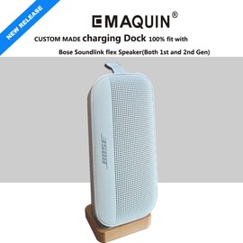 EMAQUIN Charging Dock Stand for Bose Soundlink Flex Portable Speaker(Real Wood and Aluminum,Luxury Finish,Fit Bose Soundlink Flex and 2nd Gen,Silver)