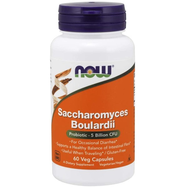 NOW Supplements, Saccharomyces Boulardii,Probiotic 5 Billion CFU, 60 Veg Capsules
