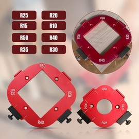Radius Jig Router Templates Aluminium Alloy, R10/R15/R20/R25/R30/R35/R40/R50 8-Type Round Corner Positioning Mold Wooden Board Arc Auxiliary Tool DIY Template Trimming Tool