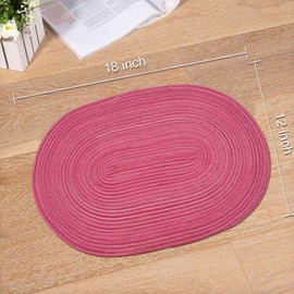 Noctiflorous Oval Braided Placemats Set of 8 Woven 12x18 Inch Non Slip Washable Heat Resistant Place Mats Round Tablemats for Dining Kitchen Party Daily Table Decor Dinner Mats (13 Berry Red, 8)