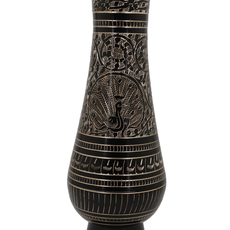 Zap Impex Carving Work Brass Flower Vase For Home Office