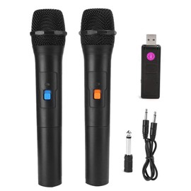 V16U Universal Wireless USB Receive Microphone 2 in 1 VHF Handheld Mic for Karaoke (1 in 2)