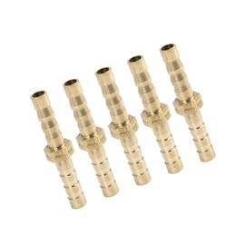 Partuto 5mm Brass Barb Hose Fitting Straight Joiner for Air Water Oil 5pcs Replacement