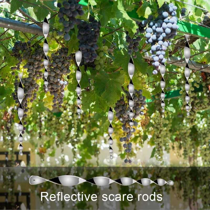 MorTime 30 Pack Bird Repellent Reflective Scare Rods,Ornamental Spiral Deterrent