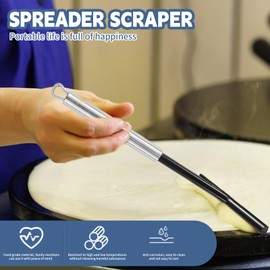 Crepes Distributor, 2 Pieces Crepes Spatula, Stainless Steel Dough Distributor for Crepes, Hanging Crepe Distributor and Pancake Turner, Crepes Maker Accessories for Pancakes, Kitchen, Baking
