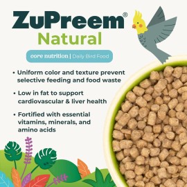 ZuPreem Natural Healthy Bird Food for Parakeets Budgies Canaries 2.25 lbs