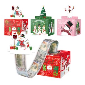Lyforpyton 5.1 * 5.1 * 3.9 Inches Christmas Happy Gift Boxes 3PCS, Santa Claus, Christmas Snowman Gift Box (Pink, Red, Green)