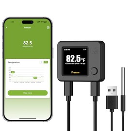 MOCREO - Termómetro WiFi para refrigerador con alarma congelador, sensor digital de temperatura del refrigerador, alerta de correo electrónico y aplicación, exportación de datos de 2 años, monitor de