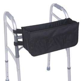 Walker Basket - Foldable Walker Bag with Cup Holder - Fits Folding Walkers (Black)