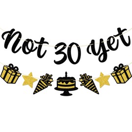 Not 30 Yet Banner, 29th Birthday Decorations, Last Year in my 20s Party Decor, 29th Birthday Party Supplies for Men and Women, Pre-strung