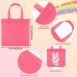 Aneco 30 Pack Reusable Non-woven Party Favor Bag 8×8 Inch Tote Bags Bulk with Handles Rainbow Goodies Gift Bags for Birthday Wedding Party (10 Colors)