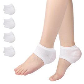 Segbeauty Heel Open Toe Socks, 4 Pairs Gel Heel Socks, Soft, Moisturising Socks, Soft and Ventilated, for Dry Hard Cracked Skin (White)