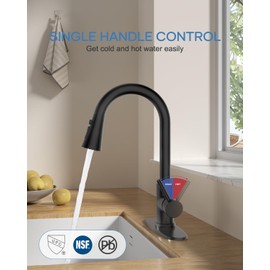 SPUTNGAS Kitchen Faucets with Pull Down Sprayer, Black, High Arc Single Handle Stainless Steel Sink Faucet 1 or 3 Hole, Suitable for Farmhouse Laundry Rv Bar, 3 Mode (Stream/Spray/Sweep)