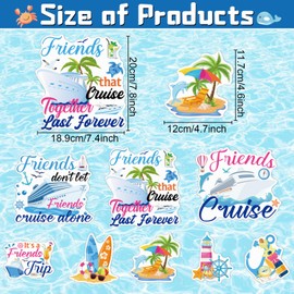 Friends Trip Cruise Door Magnets - Cosmisun 8PCS Palm Tree Cruise Ship Door Decorations Dolphin Anchor Surfboard Cruise Door Decorations Magnetic for Carnival Stateroom Cabin Fridge Party Decor