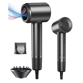 Hair Dryer with Diffuser, 500 Million Negative Ionic Blow Dryer for Fast Drying, 120000RPM High Speed Hairdryer, Professional Dryer with Diffuser and Nozzle Lightweight Low Noise, 4 Temps & 3 Speeds