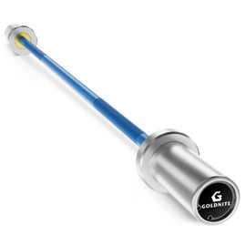 GOLDNITE 5.5LB Mini Barbell 4Ft for Beginners Women & Kids-100LB Capacity Lightweight Weightlifting Bar 2-Inch Weight Plates Total Body Workout Strength Training Home Gym Blue Bar Silver Sleeves