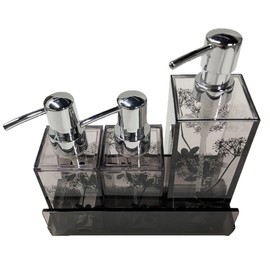 Senko Salina 54799 Bottle Stand, Storage for Toiletries, Approx. 8.9 x 3.4 x 2.5 inches (22.5 x 8.7 x 6.3 cm), Brown, Modern Plants Pattern