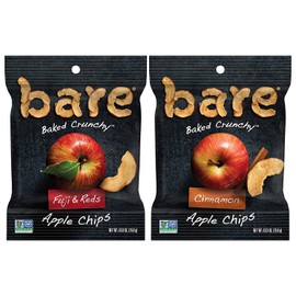 bare Baked Crunchy Apple Chips, 2 Flavor Variety, 0.53oz Snack Bags (7 Pack)