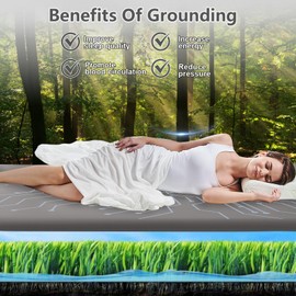 panthem Grounding Fitted Sheet 200 x 200 cm Grey 38 cm Deep Pocket Grounding Bed Sheet Grounding Bed Sheet for Better Sleep and Help with Anxiety Conditions, Cotton and Silver Fibre Grounding Sheet