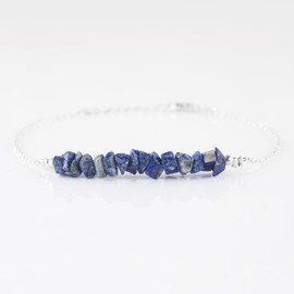 Natural Lapis Lazuli Gemstone Chips Beads Bar Bracelet for Women, Crystal Gems Healing Bracelets, Chakra Stone Bead Bracelets, Yoga Stone Beads Bracelets Meditation