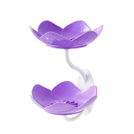 Soap Dish Soap Holder for Shower Double Layer Cute Lotus Shape Suction Cup Wall Mounted NO-Drilling Self Draining Removable Strong Bar Soap for Shower Bathroom Bathtub Kitchen，Purple
