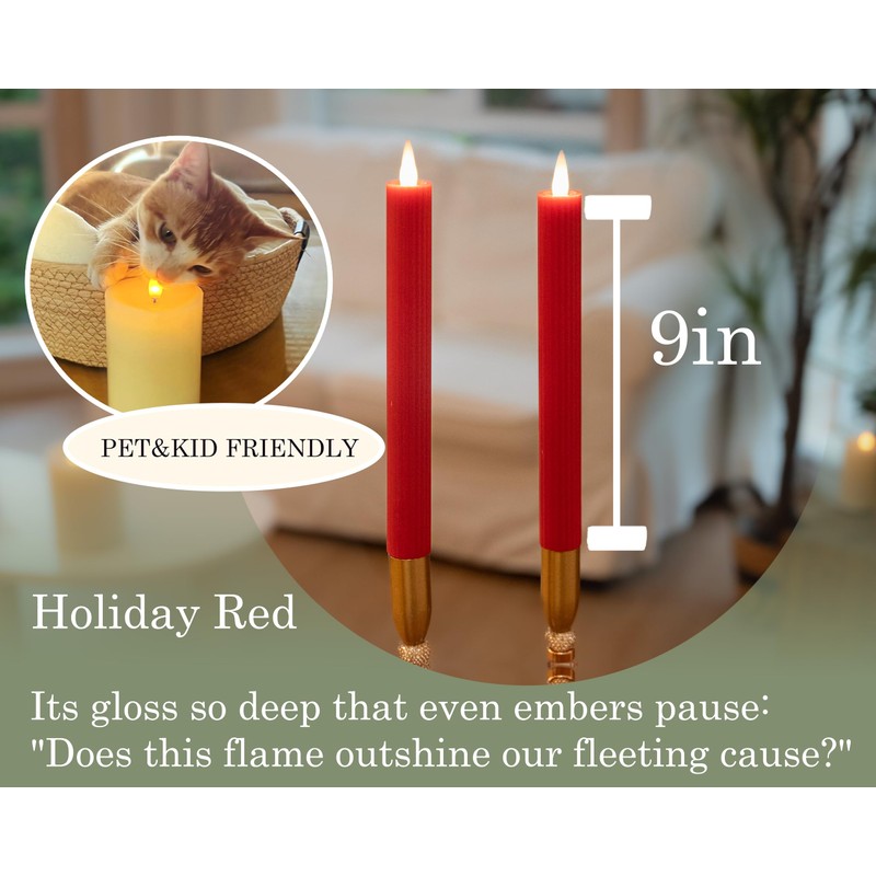 CozierGlow Flameless Vertical Stripes Taper Candles Flickering with Remote and