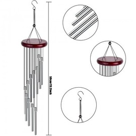 Cozlly Wind Chime with 12 Tubes, Wind Chimes for Outdoor Hanging, Aluminium Tubes, Wind Chime, Includes S-Hook Hanger, for Garden Decoration, Outdoor, Yard, Patio and Home Decoration (59 cm)