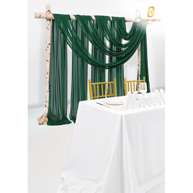 Wedding Arch Draping Fabric,4 Panels 28" x20ft Emerald Green Wedding