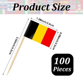 POPOYU Pack of 100 Belgium Flag Toothpicks, Flag Picker Belgium, Belgium Flag Small for Belgium Party Decoration, Sticker Flag, Flags Toothpick World for Eurovision Contest, Olympic Cupcake Toppers