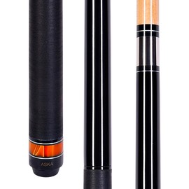 ASKA Heavy Hitter Black Jump Break Cue Stick, 3pc Cue, Jump/Break Cue. Quick Joints, Phenolic Tip, Hard Rock Canadian Maple Shaft, Choice of Model and Weight (Orange Ring, 21)
