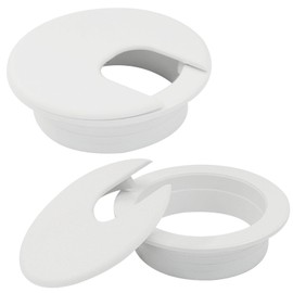 Kyuionty 2 Inch/50mm White Desk Grommet, Plastic Cable Hole Cover Computer Table Cord Wire Organizer, Desktop Cord Management for Home Office/TV Stands Tabletops (2 Pack)