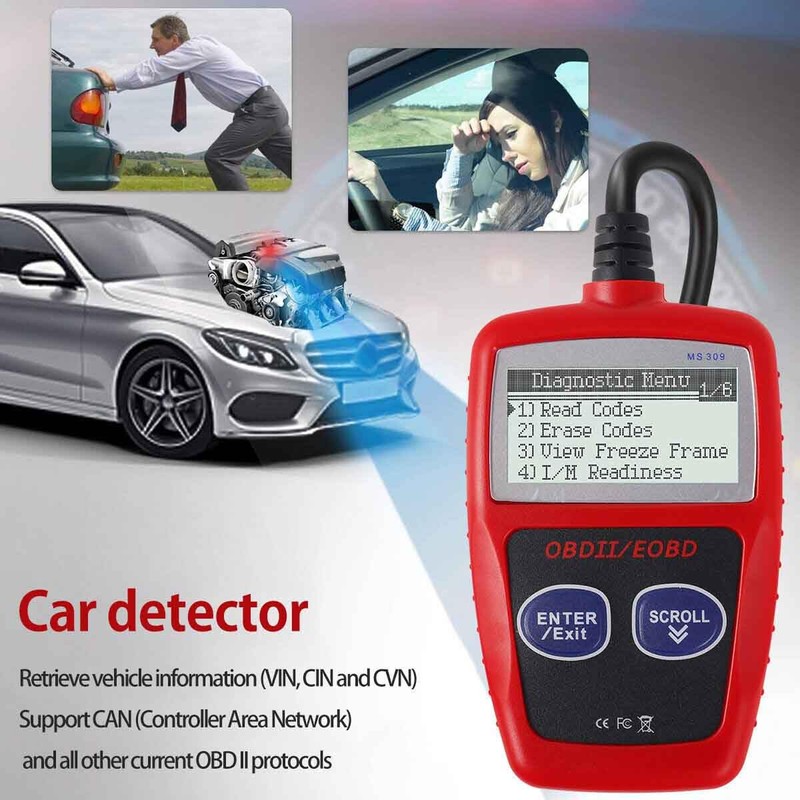 Professional OBD2 Scanner AL319 Code Reader, Enhanced Check and Reset