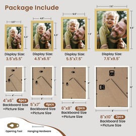 Heimlove Gold Collage Picture Frames Set of 12,Two 8x10,Two 6x8,Four 5x7,Four 4x6 Photo Frames,Gallery Wall Frame Set for Wall Mount or Tabletop Display