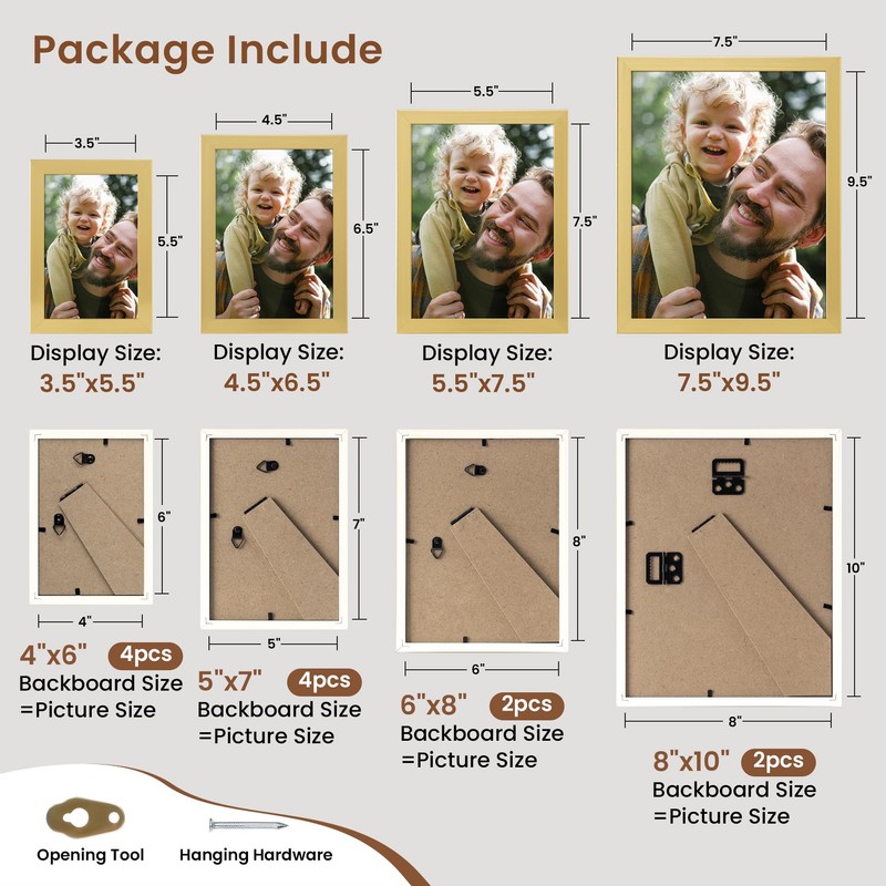 Heimlove Gold Collage Picture Frames Set of 12,Two 8x10,Two 6x8,Four
