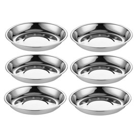 Yardwe Platos redondos de acero inoxidable, 6 platos de metal para cena, platos redondos de metal de 6 pulgadas para barbacoa, aperitivos, servir alimentos (plata)