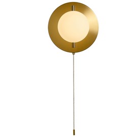 Soutas Wall Light Sconce with Pull Chain Globes Gold Brass Wall Lights mid Century Modern Light fixtures Globe Glass Wall Mount Light Bathroom Vanity Light for Bedroom Hallway Kitchen Sink