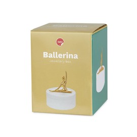 balvi Ballerina Jewellery Box White and Matte Gold Ceramic Jewellery Box with Lid and