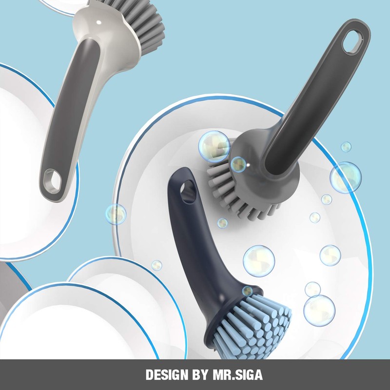 MR.SIGA Pot and Pan Cleaning Brush, Dish Brush for Kitchen,