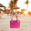 Lopqix Small Rubber Beach Tote Bag, Open Top Portable Outdoor