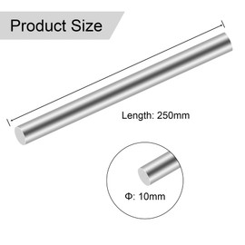 iMeistek 304 Stainless Steel Round Rod, 10 mm x 250 mm Metal Solid Round Wave Rods for RC Model Cars, Garden Decoration, DIY Crafts (2 Pieces)