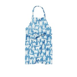 Rep 500706 Habitual Connie Kids Apron Set, 3-Piece Set, Blue, Polar Bear, Bandana and Drawstring Included, 100% Cotton, Machine Washable, Children's, Men's, Women's, Boys, Girls, School, Cooking Practice, Neck Tie, Stylish, Cute, For Cooking, Craft