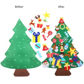 LOKIPA Felt Christmas Tree,Kids Felt Xmas Tree With 36pcs Ornaments For DIY Christmas Tree Fun
