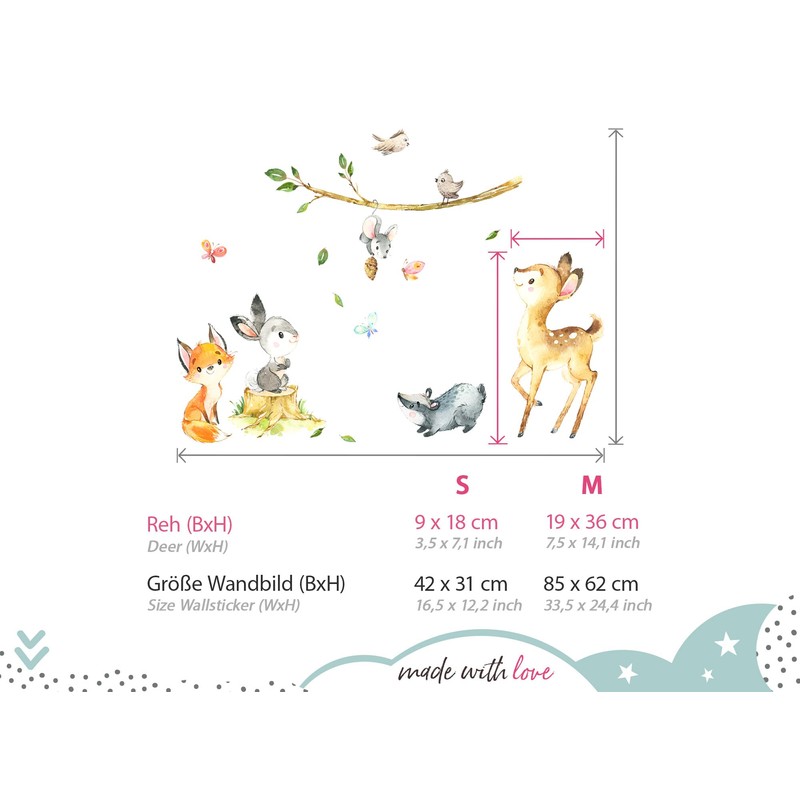 Little Deco DL552-1 Wall Sticker Forest Animals Children's Room Wall