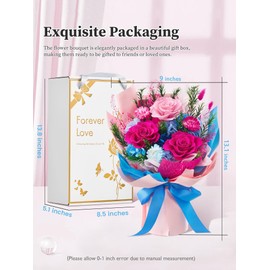 Flomoon Preserved Flowers Bouquet, Forever Flowers, Birthday Gifts for Women, Mother, Wife, Mothers Day Flowers for Mom (Blue)