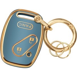 FT FUNTOR Car Key Shell Cover with Keychain for Honda,Fit for Honda 2010-2012 Accord, Civic,Pilot, Protection Case Shell Soft TPU Key Fob Cover with Metal Fit 3-Button Remote Case Accessories (Blue)