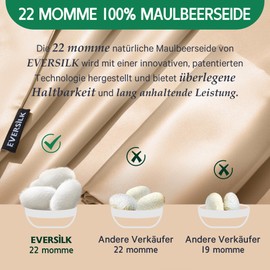 EVERSILK Silk Pillowcase 40 x 60 cm for Hair and Skin, 22 Momme, Champagne
