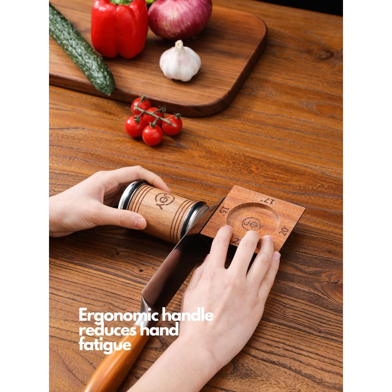 CJOY CREATIONS Rolling Knife Sharpener with Leather Strop – Premium